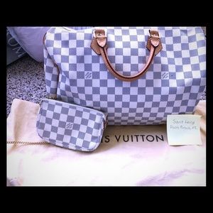 Louis Vuitton Blue/White Damier Speedy package!!